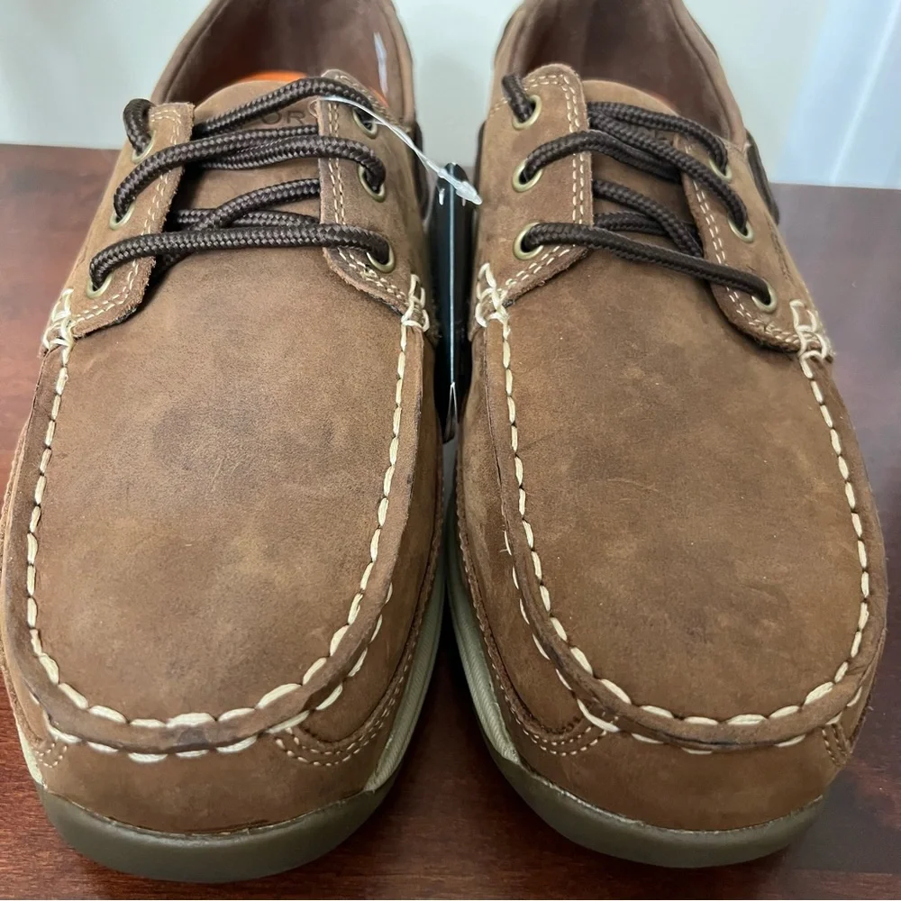 Rockport Works Sailing Club Men's Brown leather Three Eye Tie Boat Shoe - RK6736